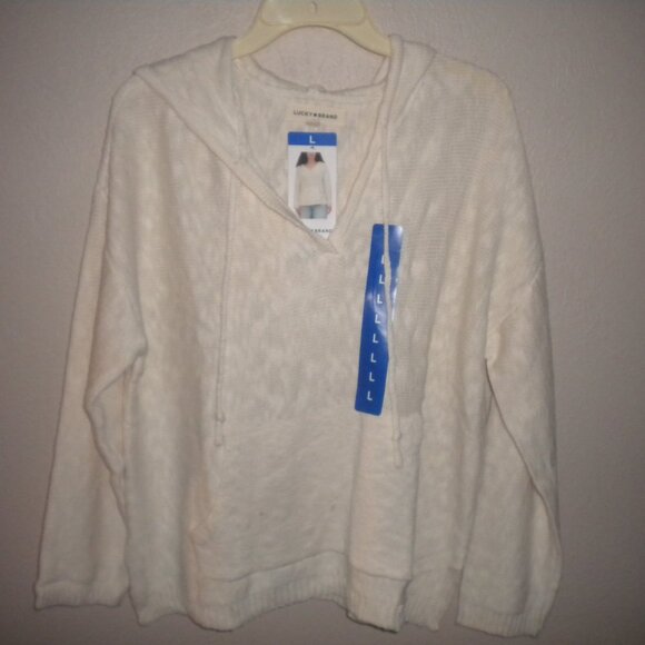 Lucky Brand Women's Size Large Natural Pullover Baja Hoodie Sweater NWT - Picture 2 of 6